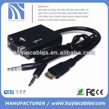 Hdmi a VGA con cable de audio de 3,5 mm Convertidor adaptador para PC HDTV